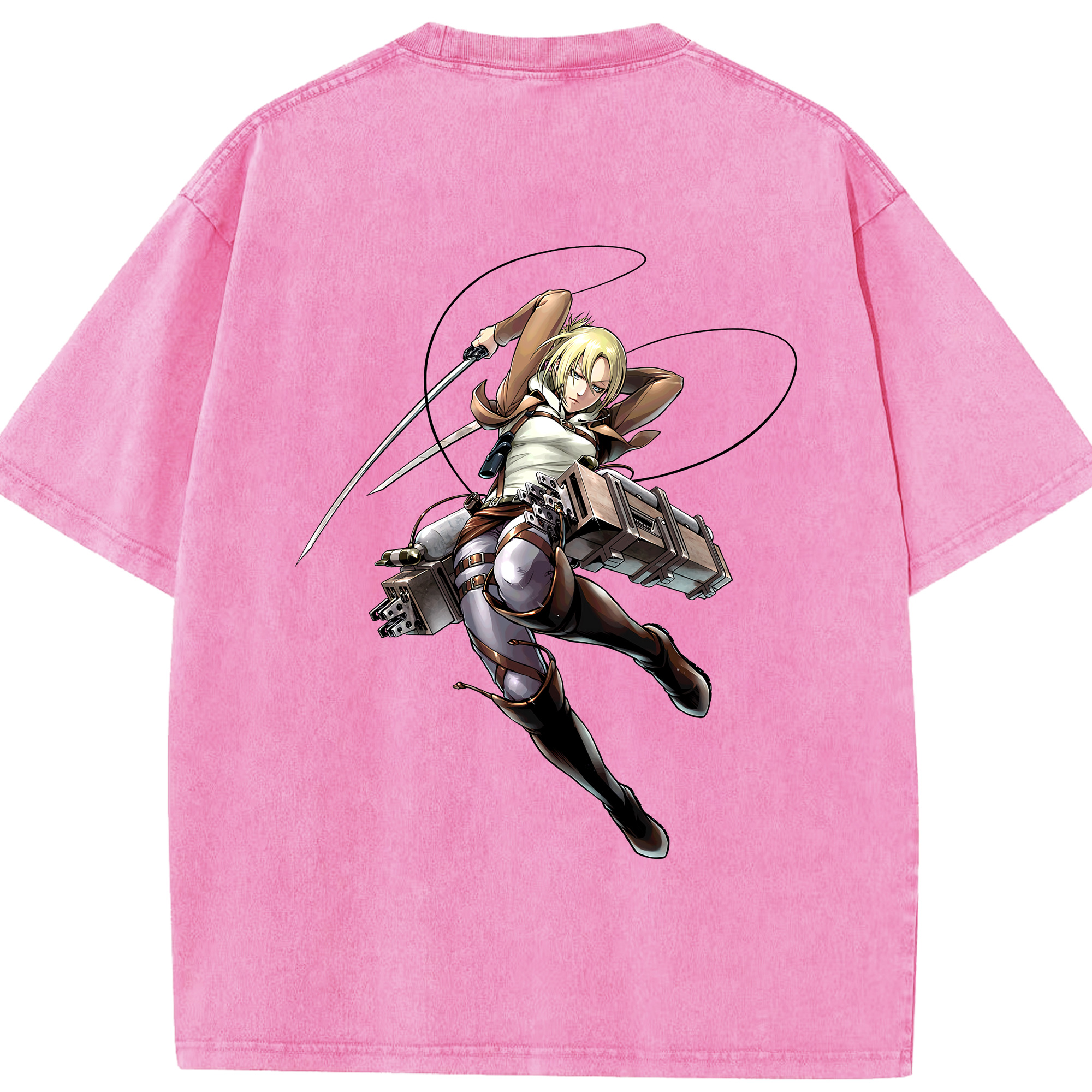 （画像用） 進撃の巨人 アニ・レオンハート Attack on Titan Annie Leonhart 綿100% ヴィンテージ風 半袖Tシャツ（背面プリント）
